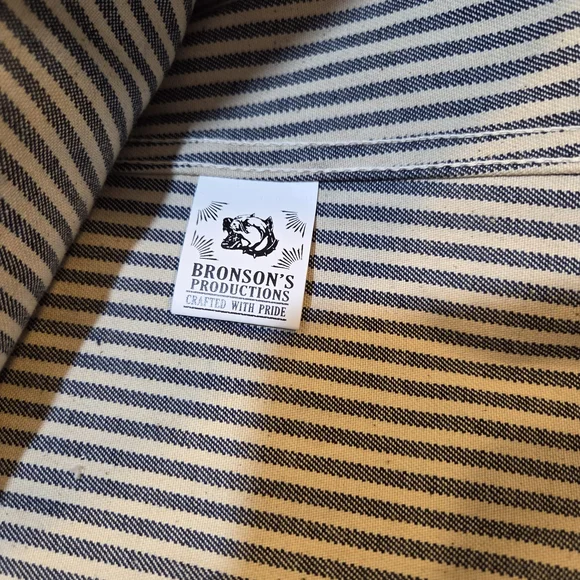 Rugged Bronson Hickory Stripe Railroad Vintage NWT Men Denim Chore Coat sz 42 - Picture 8 of 10